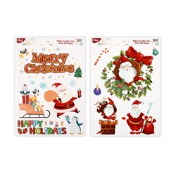 HOP INTO CHRISTMAS Festive Window Sticker Decals – Santa with Sled or Santa in Chimney