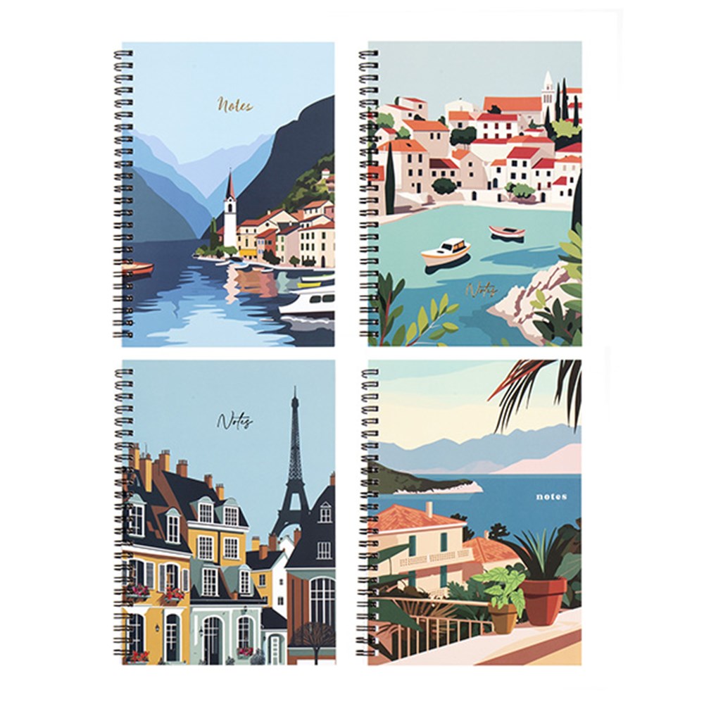 Euro Capital City Collection A5 Spiral Notebook 120 Pages - Choose from Paris, Nice, Venice or Hallstatt