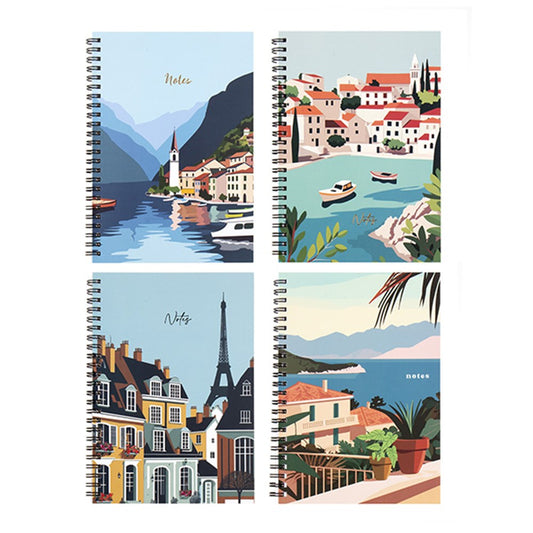 Euro Capital City Collection A5 Spiral Notebook 120 Pages - Choose from Paris, Nice, Venice or Hallstatt