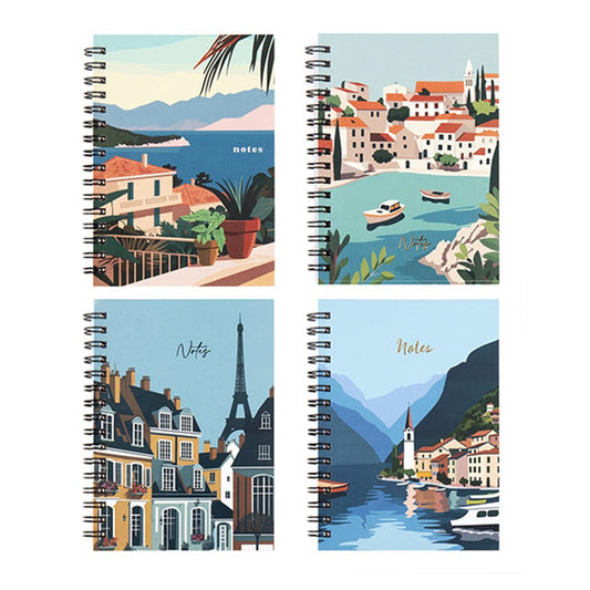 Euro Capital City Collection A6 Spiral Notebook 120 Pages - Choose from Paris, Nice, Venice or Hallstatt
