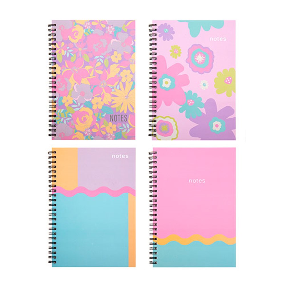 Pink Pop Collection A5 Spiral Notebook 120 Pages - Choose from Full Floral, Large Flowers, Large Blue Block or Large Pink Block