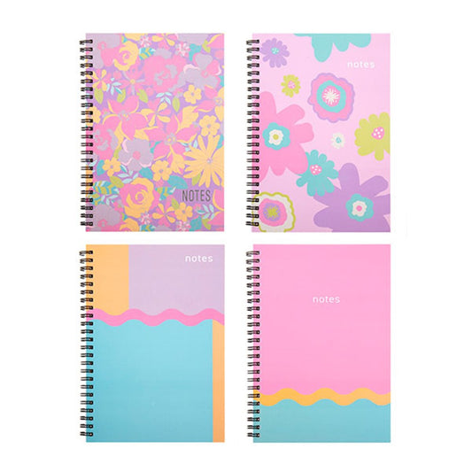 Pink Pop Collection A5 Spiral Notebook 120 Pages - Choose from Full Floral, Large Flowers, Large Blue Block or Large Pink Block
