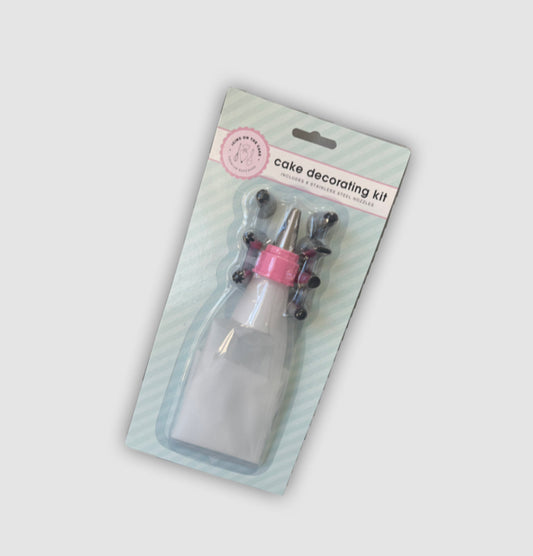 ICING ON THE CAKE Pink and White Cake Decorating Kit with 8 Stainless Steel Nozzles