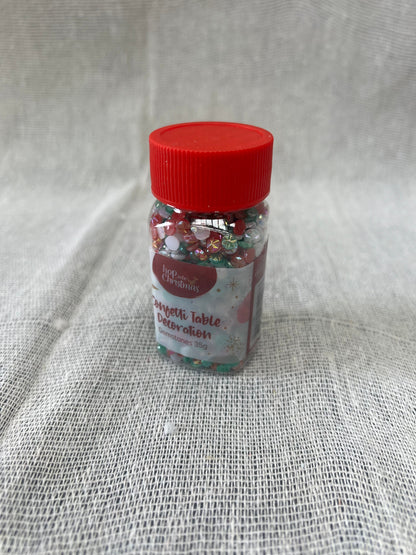 HOP INTO CHRISTMAS Confetti Table Decoration 18g - Red/White/Green Shapes, Red/Green Glitter or Red/White/Green Gemstones