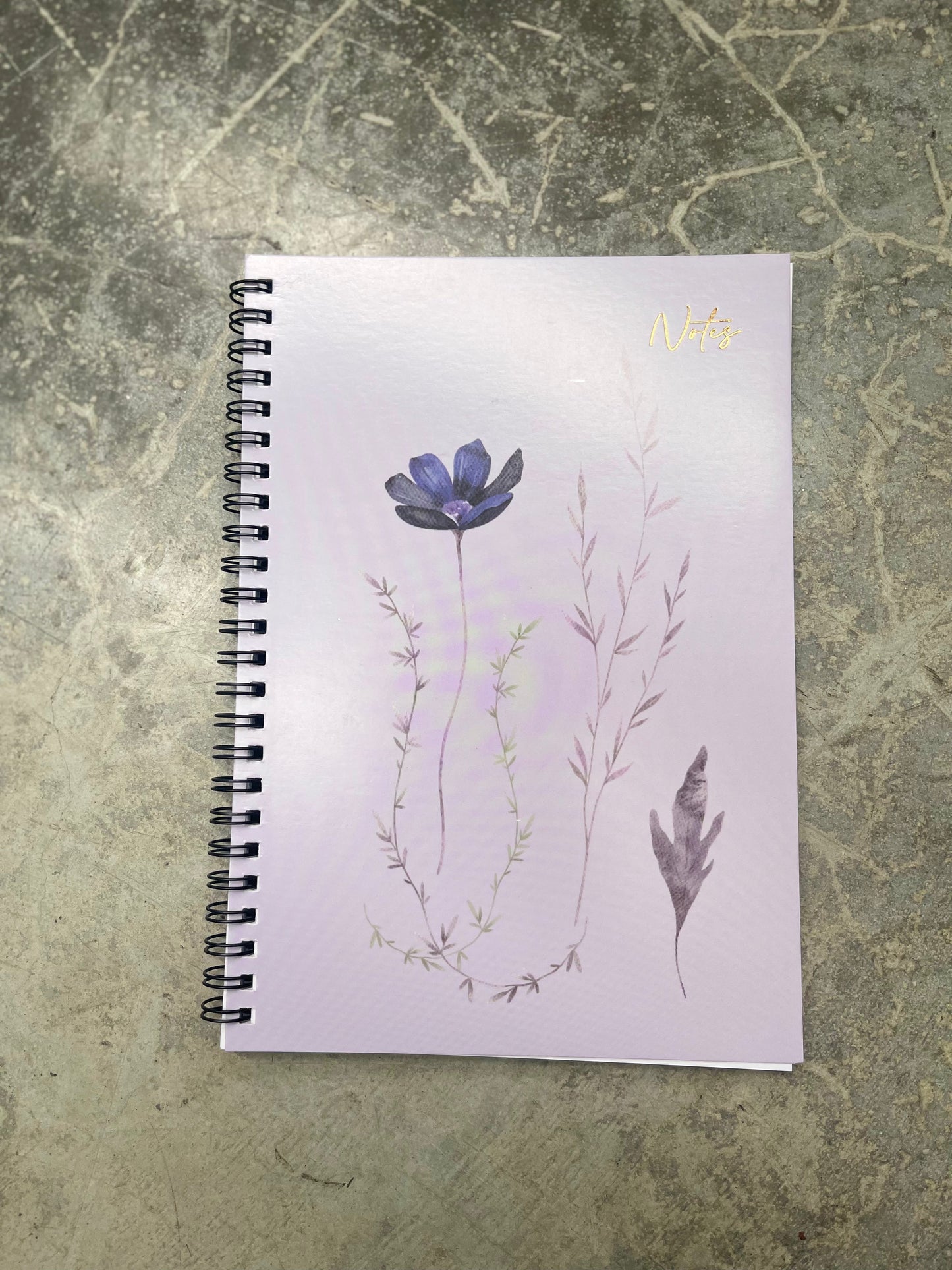 Floral Collection Print Card Cover A5 Spiral Notebook 120 Pages - Choose from Green, Yellow, Purple or Pink