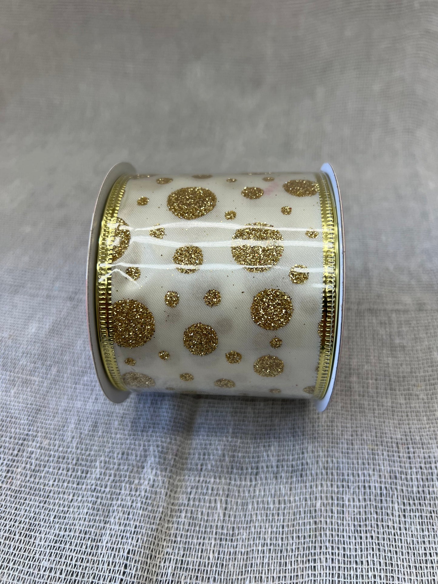 HOP INTO CHRISTMAS Festive Fabric Ribbon 6.5cmx2.7m - Checked, Polka Dots, Candy Canes, Christmas Trees, Gold Spots and Gold Cross Hatch