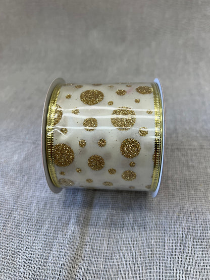HOP INTO CHRISTMAS Festive Fabric Ribbon 6.5cmx2.7m - Checked, Polka Dots, Candy Canes, Christmas Trees, Gold Spots and Gold Cross Hatch