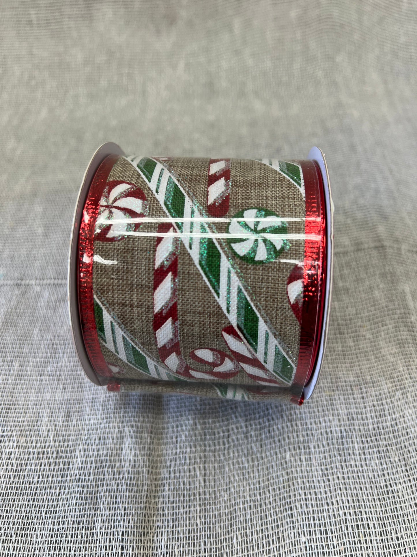 HOP INTO CHRISTMAS Festive Fabric Ribbon 6.5cmx2.7m - Checked, Polka Dots, Candy Canes, Christmas Trees, Gold Spots and Gold Cross Hatch