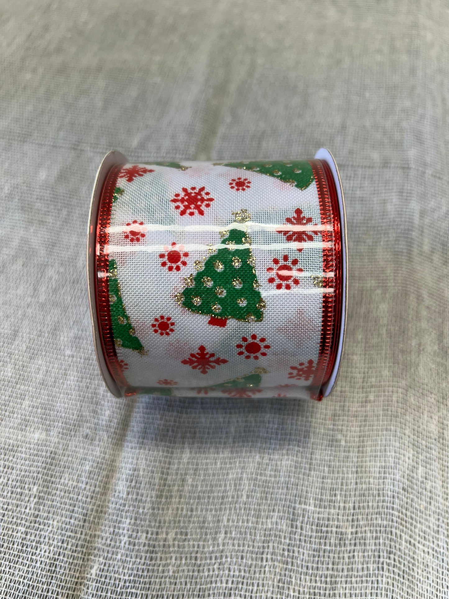 HOP INTO CHRISTMAS Festive Fabric Ribbon 6.5cmx2.7m - Checked, Polka Dots, Candy Canes, Christmas Trees, Gold Spots and Gold Cross Hatch