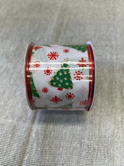 HOP INTO CHRISTMAS Festive Fabric Ribbon 6.5cmx2.7m - Checked, Polka Dots, Candy Canes, Christmas Trees, Gold Spots and Gold Cross Hatch