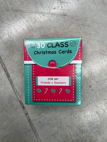 School Class Christmas Cards 8.5x10cm for Friends and Teachers - 2 Designs for Teachers and 3 Designs for Friends 30 Pack