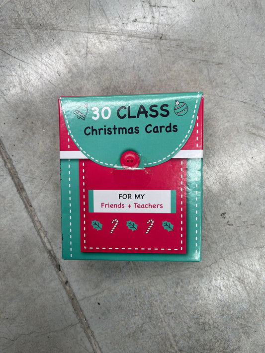 School Class Christmas Cards 8.5x10cm for Friends and Teachers - 2 Designs for Teachers and 3 Designs for Friends 30 Pack