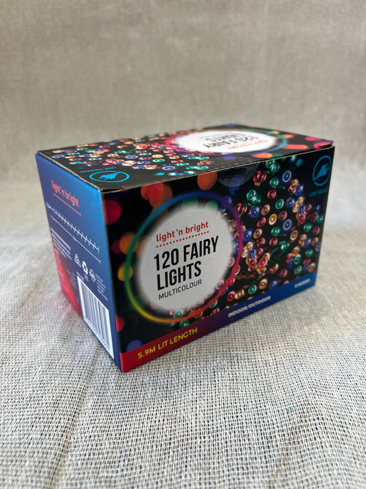 LIGHT'N BRIGHT Fairy Lights 120 Multicolour LEDs with 5.9m Lit Length and 8 Modes Indoor/Outdoor (Electrical)