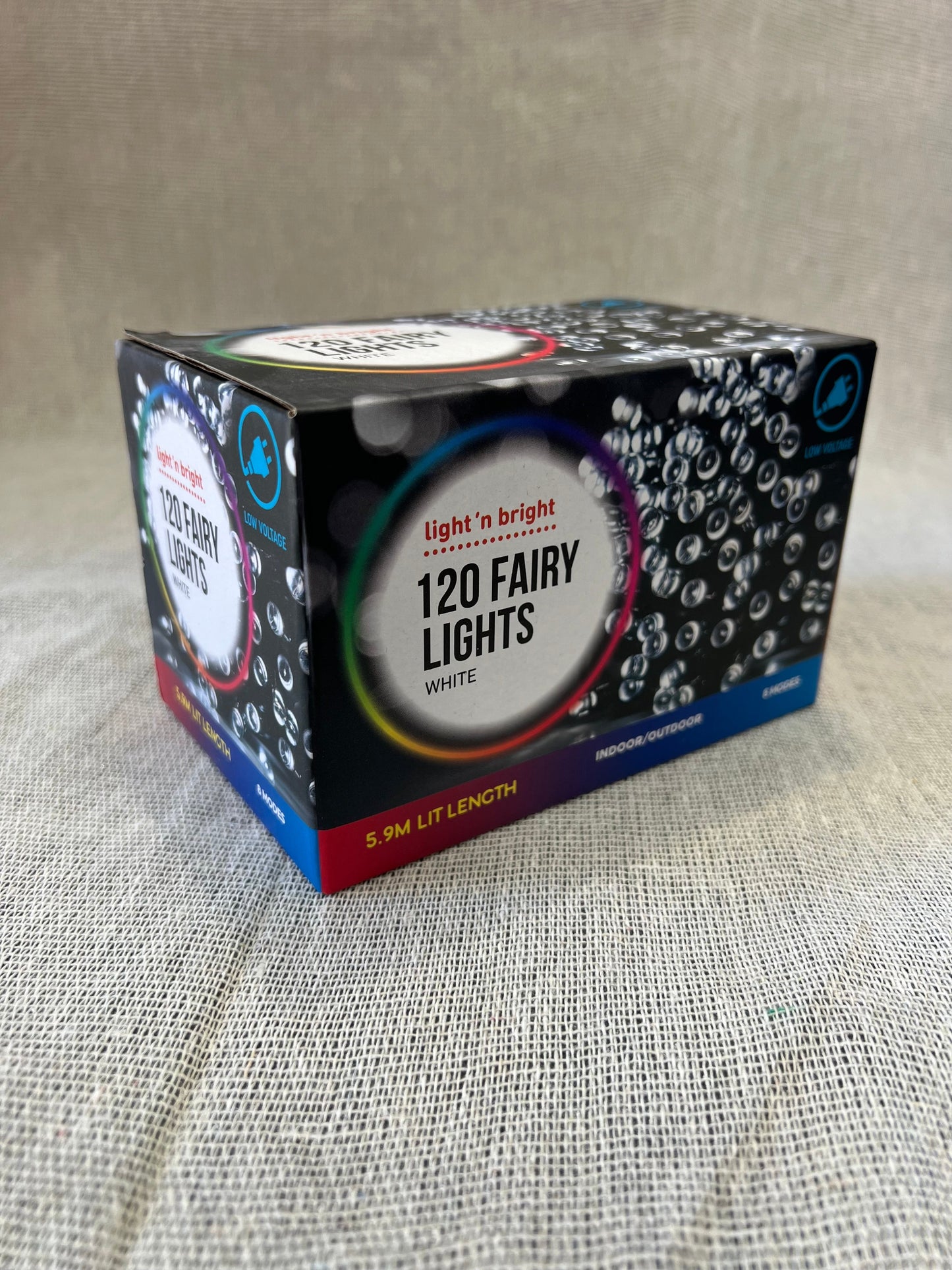 LIGHT'N BRIGHT Fairy Lights 120 White LEDs with 5.9m Lit Length and 8 Modes Indoor/Outdoor (Electrical)