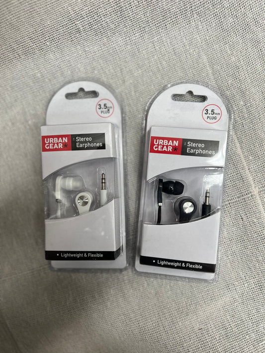 URBAN GEAR Stereo Earphones 3.5mm Plug - Black or White