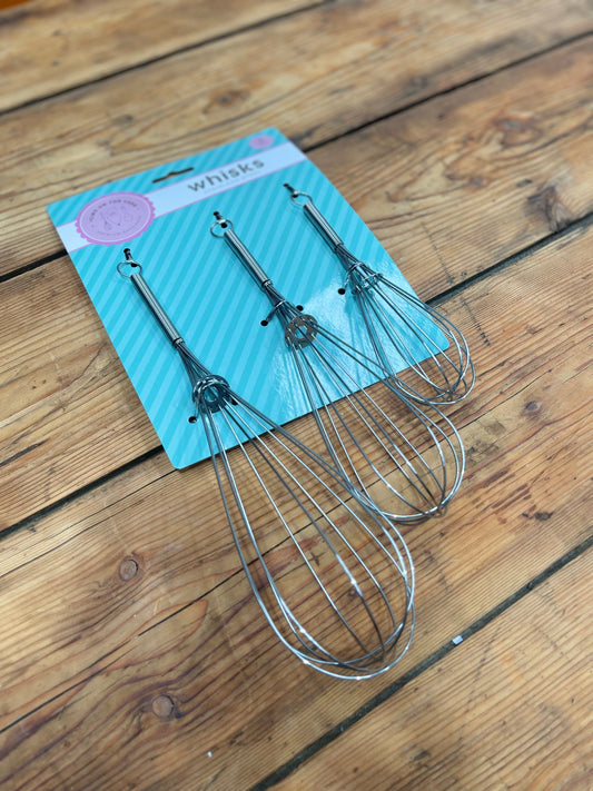 ICING ON THE CAKE Stainless Steel Whisk 3 pack - Includes Sizes 17.5cm, 22cm, and 26.5cm