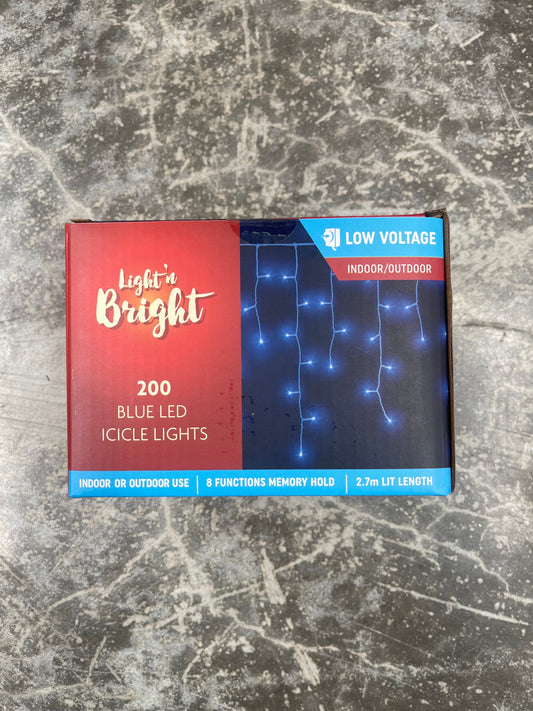 200 Blue Electrical LED Icicle Lights 8 Function