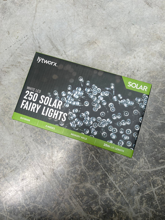 250 White Solar LED Fairy Lights with 8 Modes