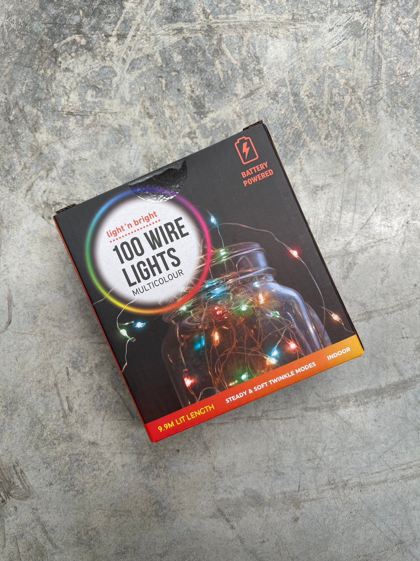 LIGHT'N BRIGHT Copper Wire String Lights – 100 Multi Coloured LEDs, 2 Light Modes, Lit Length 9.9m (Battery Operated)
