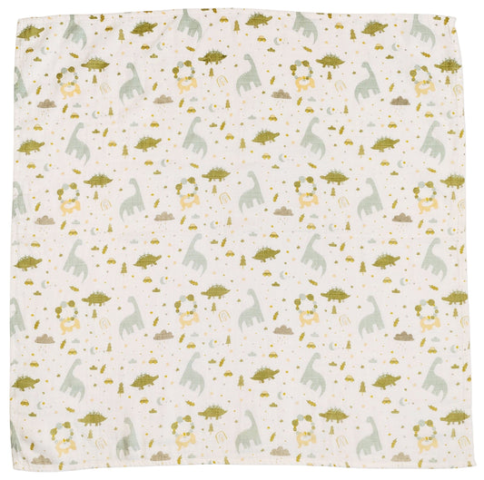 URBAN JUNIOR Dinosaur Print Muslin Swaddle Wrap 80x80cm