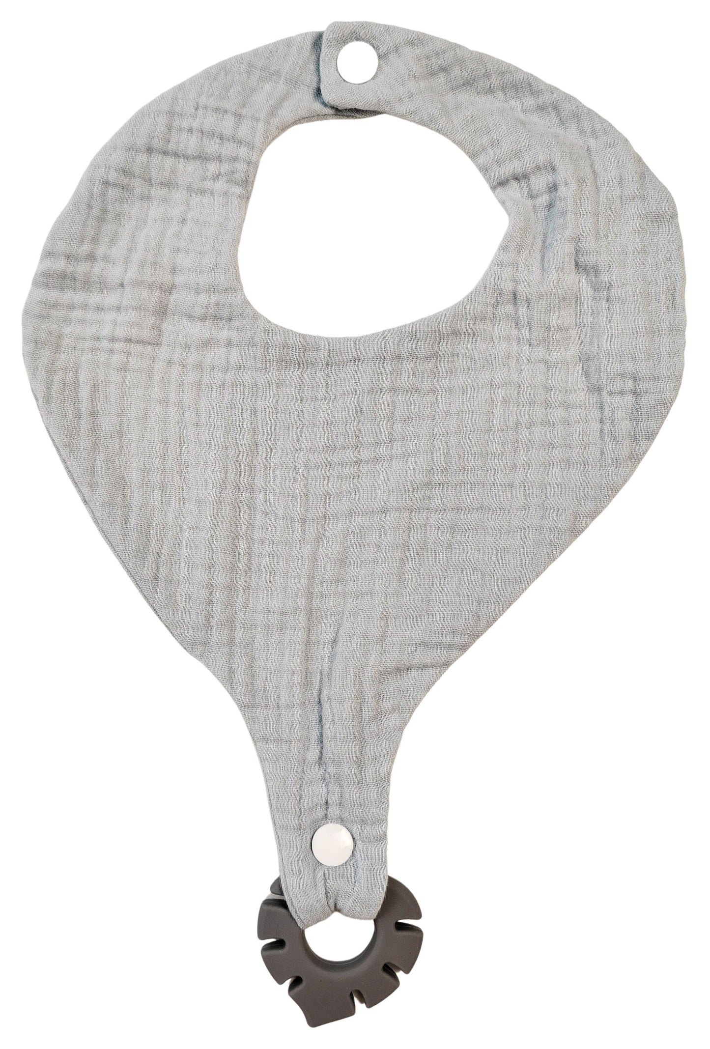 URBAN JUNIOR Grey Cotton Bib with Teether 20x28cm