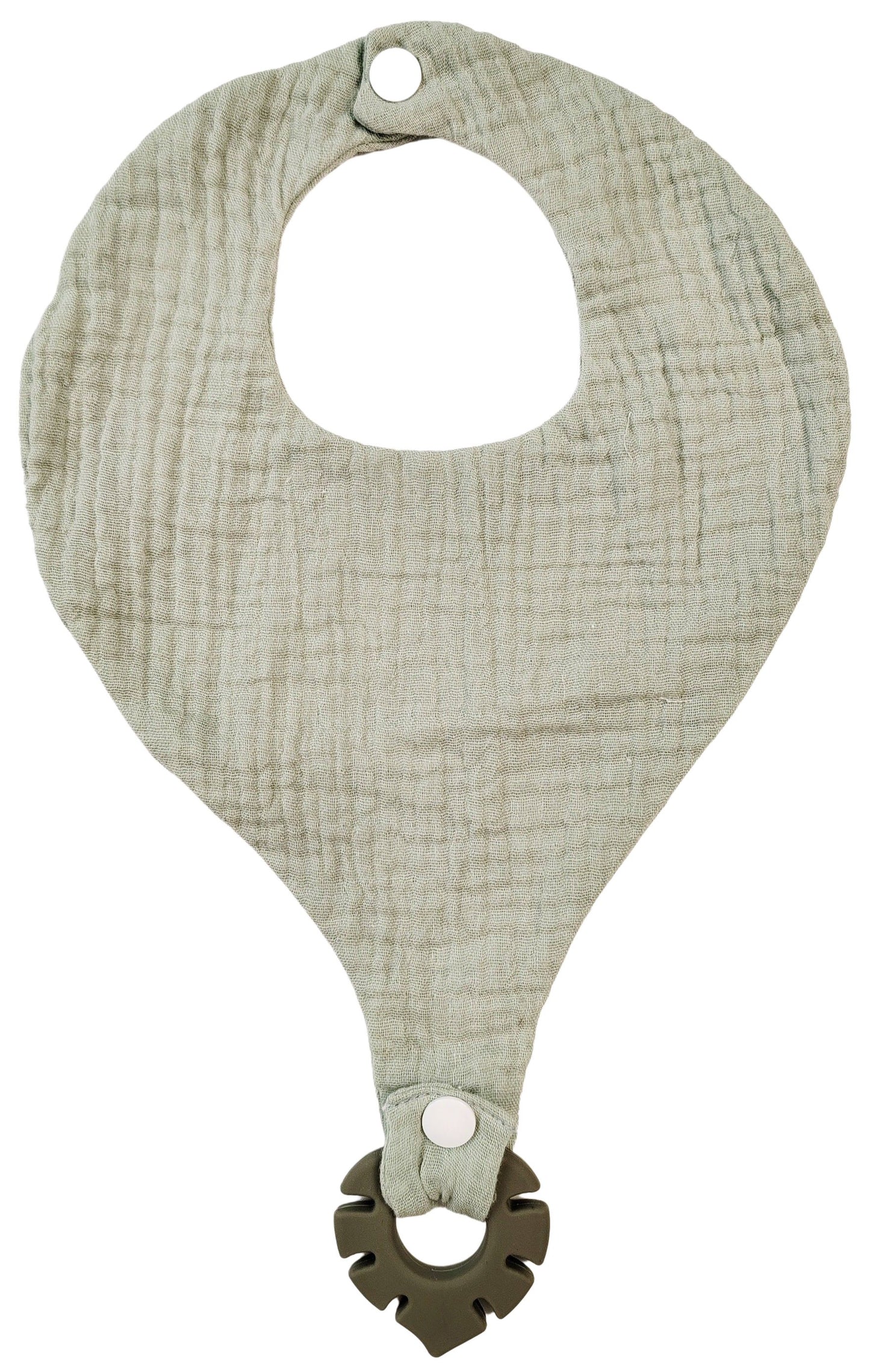 URBAN JUNIOR Sage Green Cotton Bib with Teether 20x28cm