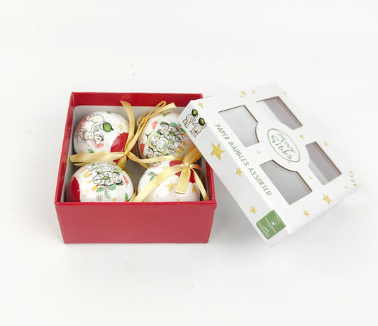 MAY GIBBS FESTIVE GIFT BOX 4 Decorative Red Baubles (5cm each bauble)