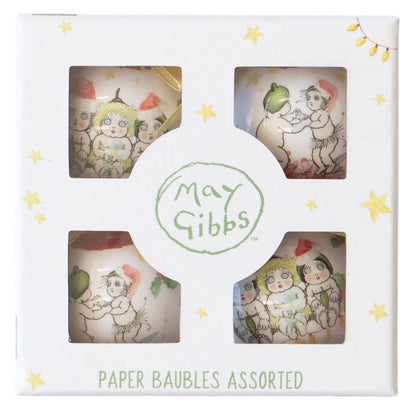 MAY GIBBS FESTIVE GIFT BOX 4 Decorative Red Baubles (5cm each bauble)