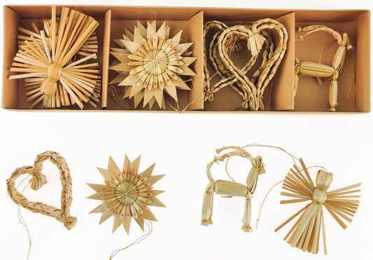 Straw Angel I Snowflake I Heart I Reindeer Christmas Hanging Decoration Gift Box